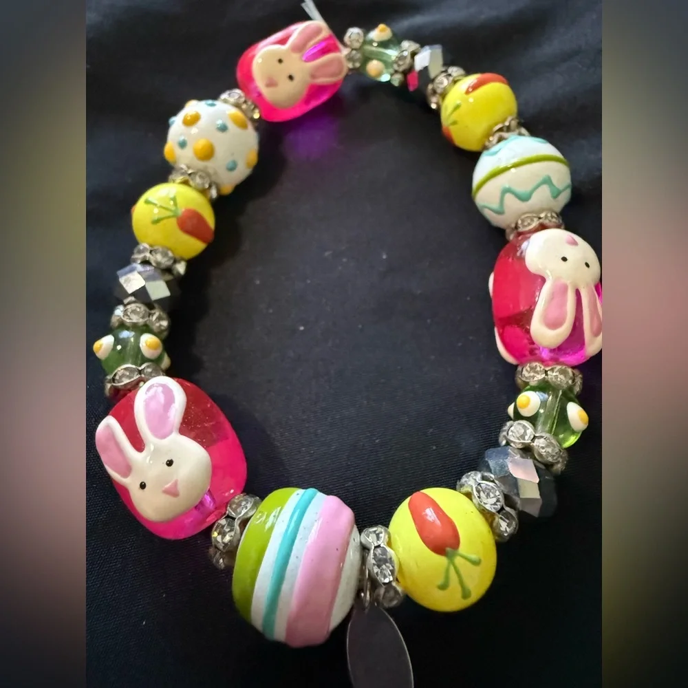 Easter plastic bead bracelet stretch